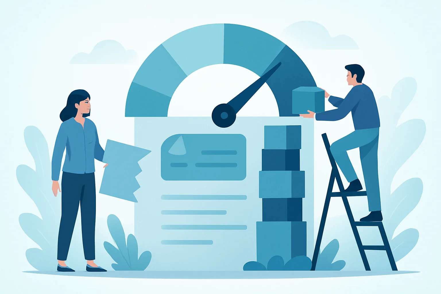 Illustration about how to rebuild your credit score after bankruptcy