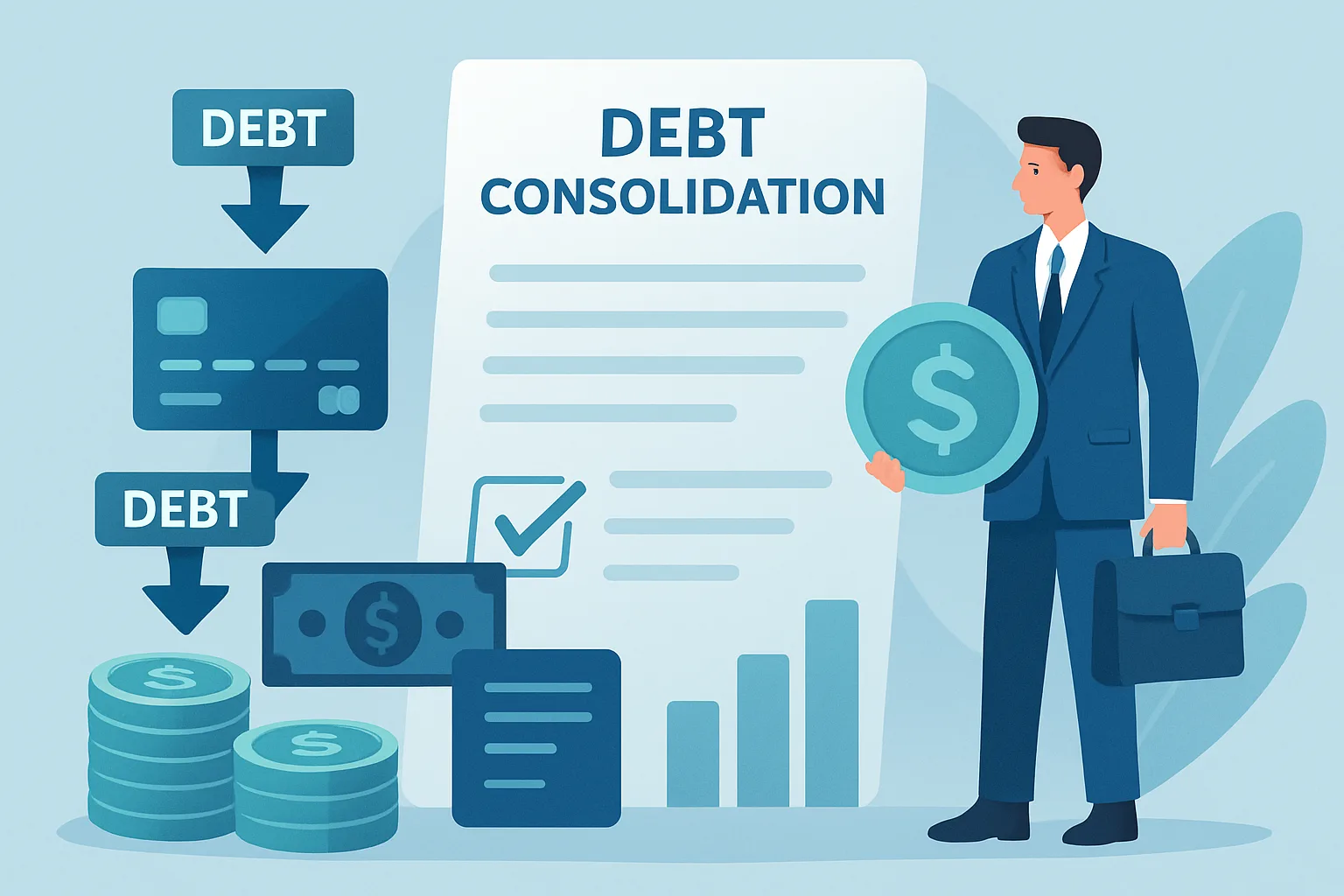 Illustration about debt consolidation