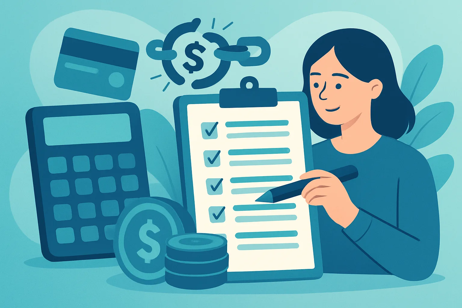 Illustration about make a budget to become debt-free