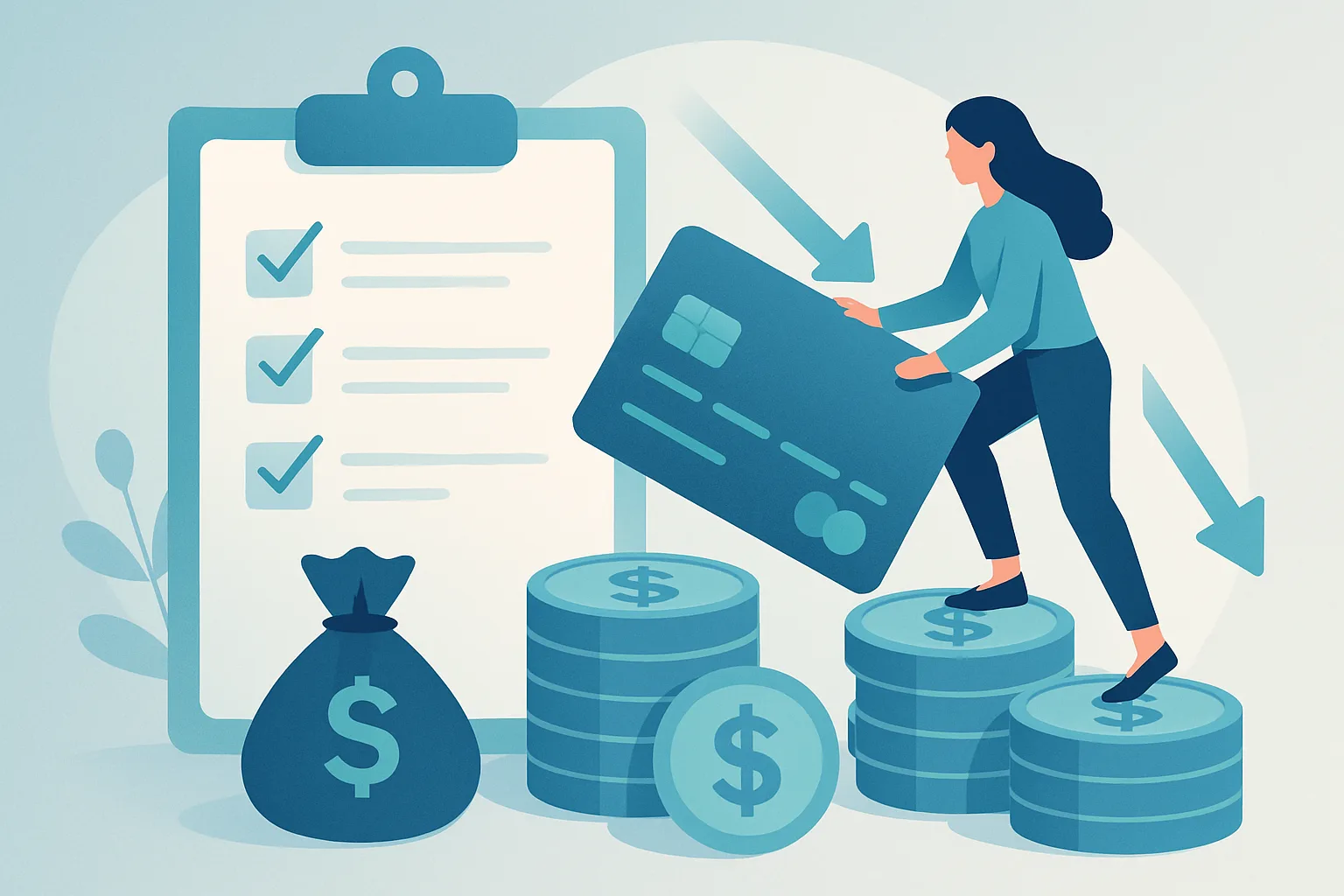 Illustration about pay off credit card debt