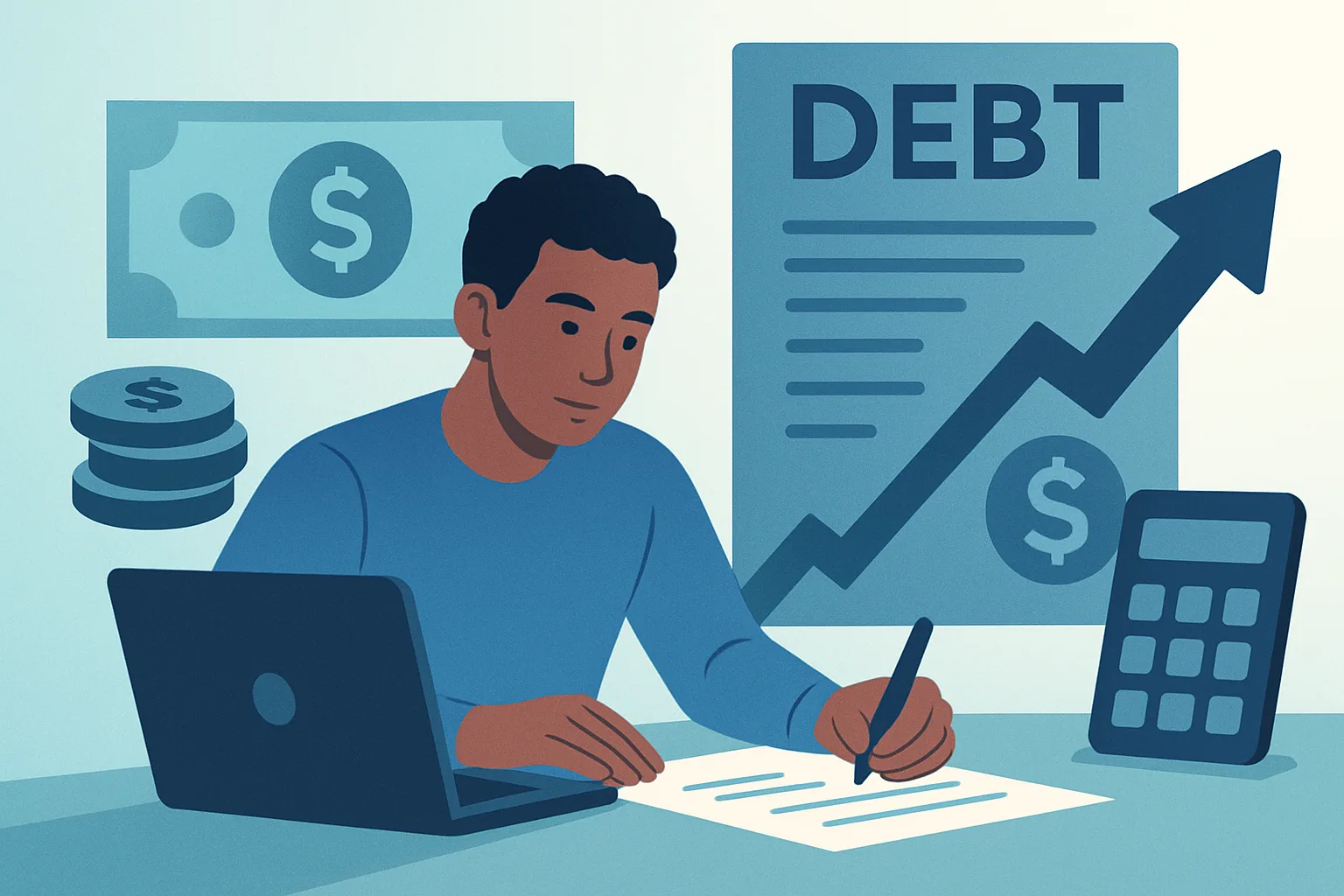 Illustration about pay off debt fast with low income