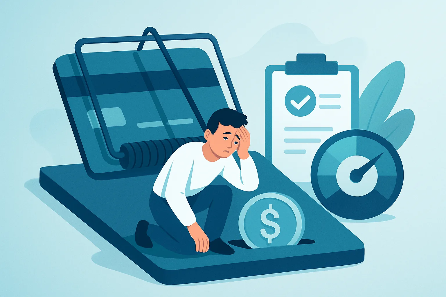 Illustration about the minimum payment trap: why it keeps you in debt