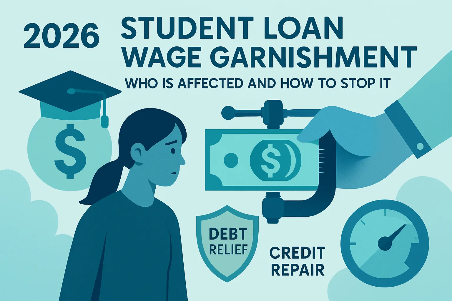 Illustration about student loan wage garnishment in 2026: who is affected and how to stop it