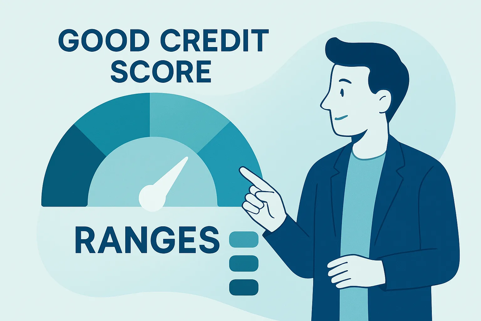 Illustration about a good credit score ranges explained